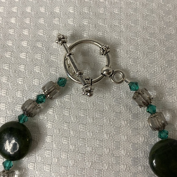 Handcrafted Moss Agate and Serpentine Bracelet and Earring Set - Picture 3 of 7